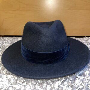 Zara 100% Wool Black Fedora Hat Size 55cm